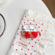 Spring Bright Red Pink Strawberry Leaf Cute Pattern Glossy Surface Earphones Cover Case For AirPods 1 2 3 4 Pro Pro2 Pro3 - Red - View 5
