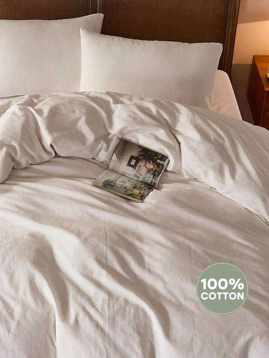 2/3-Piece 100% Cotton White Solid Color Bedding Set (1 Duvet Cover + 1/2 Pillowcases), Breathable & Skin-Friendly, Reversible, Easy Care & Machine Washable, Multiple Sizes (150cm * 200cm, 135cm * 200cm, 200cm * 200cm, 220cm * 240cm), Ideal For Bedroom, Guest Room, Wedding, Valentine's Day, Dormitory & Back To School - Dusty Pink - View 1