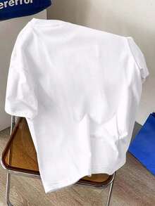 Cute Cartoon Print Off-Shoulder Short-Sleeved T-Shirt, Suitable For Casual Wear. - 黑色的 - 查看 9