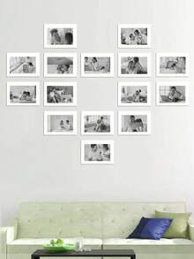 15pcs Black (With Backing Board) Minimalist & Elegant Corridor Wall Decor Memorial Paper Photo Frame Wall Hanging (Paper Product) - Multicolor - View 29