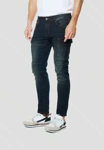 Koroshi Herren-Bikerjeans, Slim Fit, Dunkelblau, Stretch | Materialzusammensetzung: 70 % Baumwolle, 25 % Polyester, 3 % Viskose, 2 % Elastan. Dunkelblau. Größen: 28/30/32/34/36/38 - marineblau - Übersicht 7