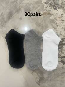 60pcs/30pcs/24pcs/20pcs/18pcs/2pcs Unisex Sports Socks, White/Black/Gray Short Crew Socks, Invisible Socks, Minimalist Solid Color, Suitable For Casual Daily Wear - Multicolor - View 7