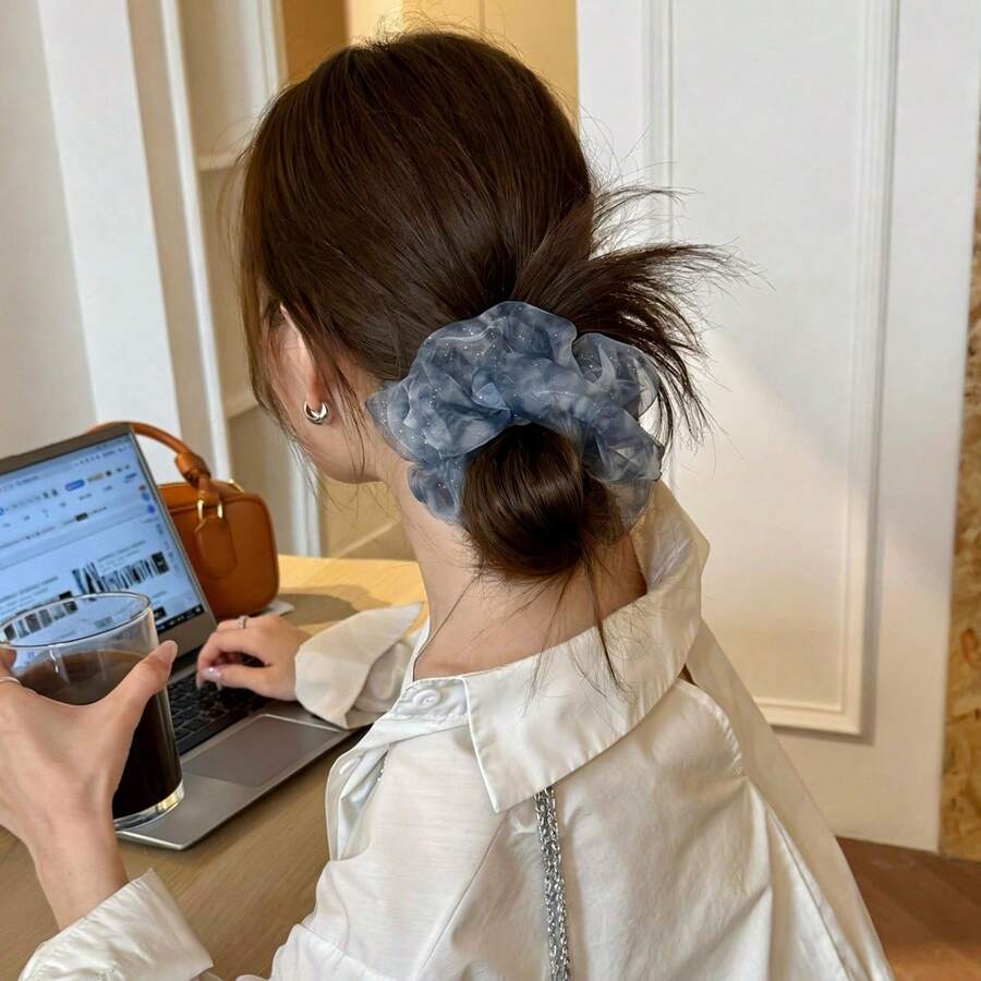 女款優雅星空髮圈髮飾,適用於日常、居家、學校、海灘、工作、派對、假期、生日、開學、新年、情人節、母親節、聖誕節、婚禮、音樂節、畢業典禮,春夏馬尾髮帶彈性橡皮筋 - 彩色 - 查看 1
