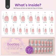 BEETLES 210片 15種尺寸中號杏仁形美甲貼，粉色漸層美甲貼，時尚美甲延長DIY美甲藝術女性指甲禮物 - 210Pcs 15Sizes Medium Almond - 查看 7