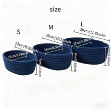 3pcs/1pc Large Blue Oval Handmade Woven Storage Basket, Bohemian Style Rope Basket, Suitable For Kitchen, Bathroom, Multi-Functional Room, Bedroom, Living Room, Dorm, Desk, Vanity, Home Decor, Also For Storing Snacks - Blue - View 7