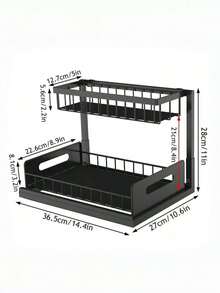 Estante de almacenamiento extraíble debajo del fregadero, estante organizador deslizante de doble capa, estante de almacenamiento multifuncional debajo del fregadero adecuado para cocina y baño, diseño ahorrador de espacio, expandible, fácil de limpiar, aplicable a baño/cocina/cuarto de lavado - Multicolor - Ver 14