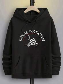 LUNAR SATELLITE / Men's Printed Hoodie / Y2K Print Hoodie / Street Style / Hoodie Men Tactictais Send It No Victory Without Sacrifice Vintage T Shirts 100 Percent Cotton Graphic T Shirts Graphic Graphic Tees - Black - View 3