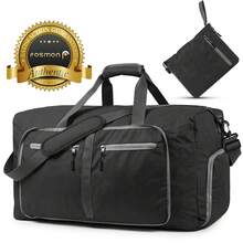 Fosmon Large Duffle Bag For Travel, 65L Duffel Bag, Foldable Duffle Bag Carry On Travel Bag Gym Bag Weekender Bag With Shoe Compartment, - 黑色 - 查看 1