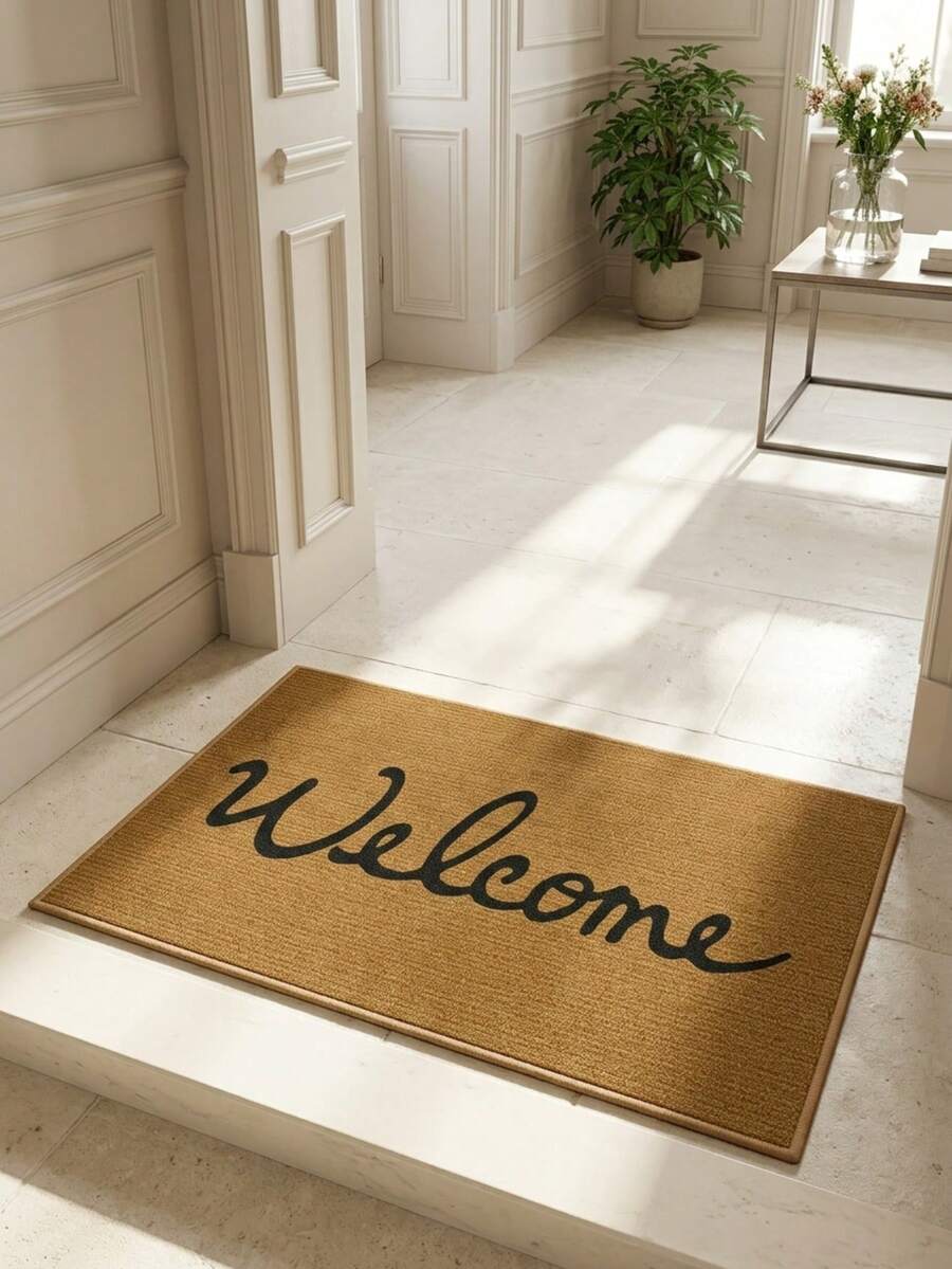 1 pieza Felpudo de bienvenida, estilo clásico vintage estadounidense con la letra inglesa "BIENVENIDO", adecuado para baño, cocina, entrada, pasillo, mesita de noche, sala de estar, dormitorio, alfombra de área suave lavable a máquina, decoración del hogar - P - Ver 1