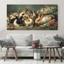 Pintura en lienzo sin marco 2D plana, 2D plana, 2D plana 1 pieza, pósteres de decoración de habitación, decoración de pared, pintura al óleo retro, animales relajantes, ambiente de arte clásico, la 1 (8), perfecto para baño, sala de estar o dormitorio, idea de regalo única, perfecto para decoración de habitaciones - Enmarcado - Ver 2