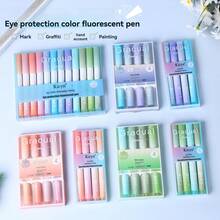 Bộ 4 bút dạ quang mềm mại, chống lem, mực gốc nước, đầu tròn, thích hợp cho văn phòng phẩm, viết, sửa lỗi, sổ tay, phác thảo, màu pastel. - 4 gói - Xem 5