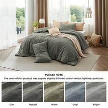 Bedsure Summer Vacation Bedding Set (Holiday Essentials), Comforter Set- Cotton Fabric With Microfiber Inner Fill, PureWoven Soft Bed Set For All Seasons, 3 Pieces, 1 Comforter And 2 Pillow Cases, Cooling Twin XL Comforter Set, Soft Bedding Set Gift For Graduation/Vacation/Birthday Decoration/Back To School, For Room Decor, Home Decor, Bedroom Decor, Dorm Decor, Father's Day Gift - 灰橄欖綠 - 查看 6