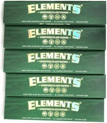 Elements Green King Size Slim Unrefined Plant Rolling Paper - 5 Booklets - White - View 1