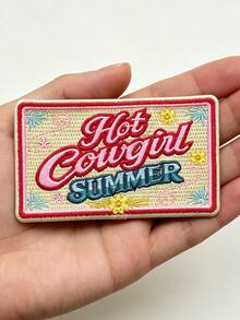 1 miếng vá thêu hình cô gái cao bồi mùa hè, phong cách miền Tây nữ tính, có thể ủi lên quần áo. - Nhiều màu - Xem 2