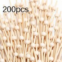 100/50/30/10pcs Wooden Color Pearl - Comes With High-Quality Bamboo Skewers, Suitable For Fruit, Appetizers, Drinks, Party BBQ, Fruit Kabobs, BBQ Skewers, Fruit Plate Decorations, Food Skewers, Fruit Skewers, Party Food Accessories, Party Food Serving, Party Supplies - White - View 13