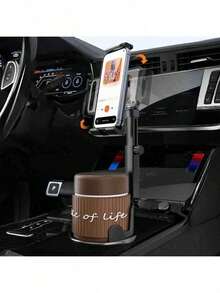 Soporte ajustable para taza de coche 2 en 1 para teléfonos inteligentes y tabletas - Rotación de 360°, plegable, ajuste universal, material ABS, instalación en el tablero, navegación manos libres para todos los dispositivos, accesorios para automóvil - Negro - Ver 10
