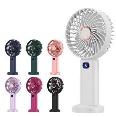 1pc 5-Speed Portable Quiet Fan With 1200mAh Rechargeable Battery, Suitable For Outdoor, Gardening, Sports, Travel, Kitchen, Bedroom, School, Office And More, Ideal For Mother's Day, Bridesmaid Gift, Holiday, Summer Cooling, Available In Multiple Colors