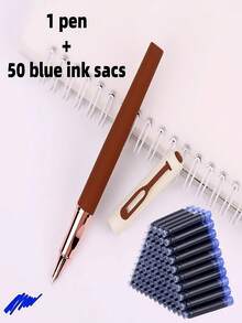 Bộ 1 bút bi + 50 hộp mực thay thế / (1 bút bi kim loại + 50 hộp mực thay thế), Màu sắc cổ điển, Lớp phủ mờ, Thích hợp cho viết hàng ngày, trường học, văn phòng, ký tên kinh doanh, Lựa chọn quà tặng tuyệt vời - Bộ 51 món - Xem 9