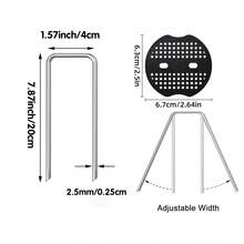 100 chiếc ghim cố định sân vườn mạ kẽm chịu lực cao, dài 7,87 inch (20cm), kèm 100 vòng đệm; ghim hình chữ U thích hợp cho vải cách ly, cỏ nhân tạo, cây che phủ mặt đất và các dự án làm vườn. - Móng tay hình chữ U - Xem 7