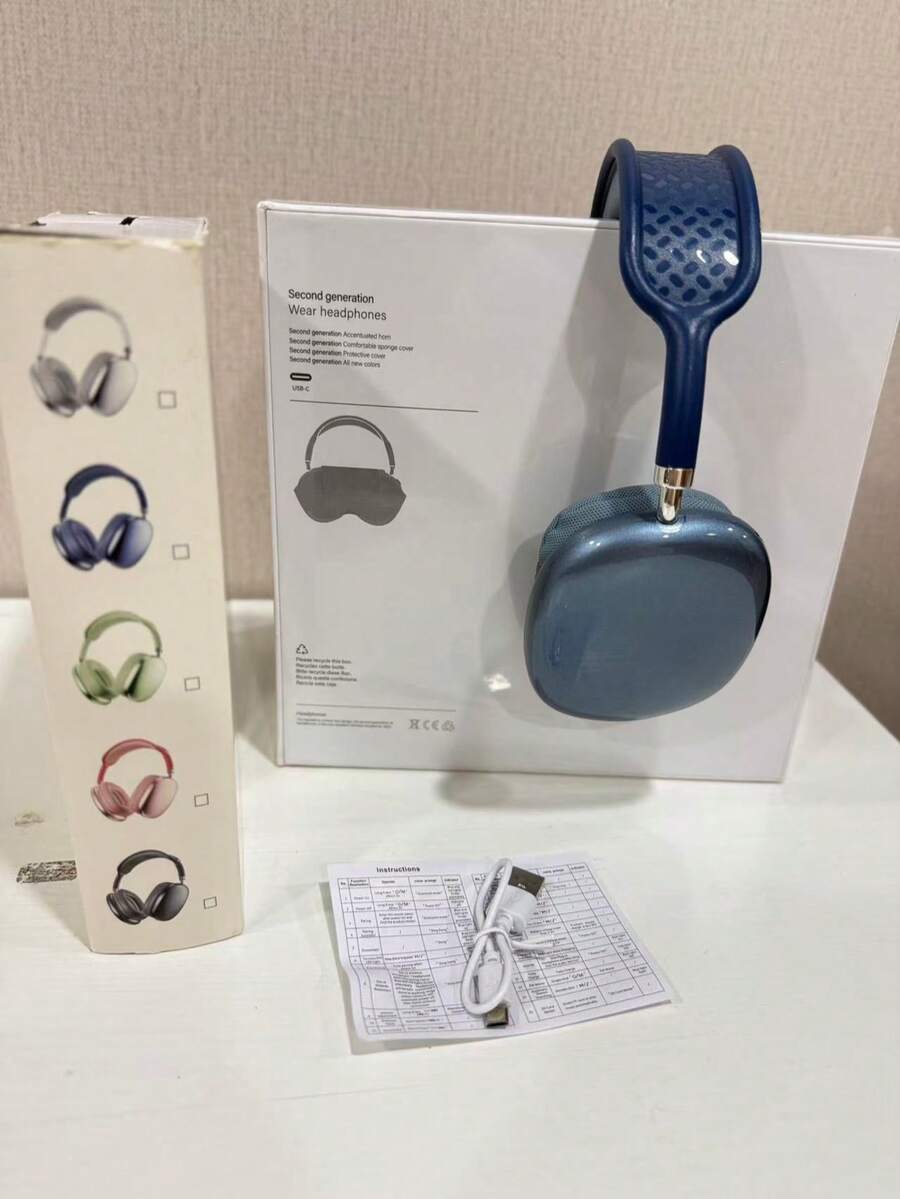 P9 Pro Max Subwoofer Bluetooth Headsets Wireless Headsets Bluetooth 5.0 Sports Headsets Bass Wireless Headsets - 藍色 - 查看 1