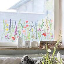 1 pezzo Nuovo adesivo in vetro con motivo floreale colorato, pellicola statica in PVC per privacy della finestra, adesivo rimovibile per decorazione di camera da letto, soggiorno, cucina, porta e finestra - 1PC - Visualizzare 4