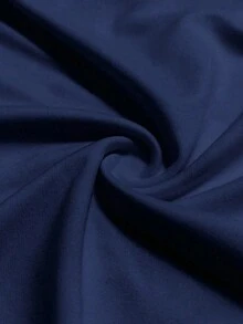 Camiseta de mujer de unicolor, de cuello redondo y manga corta, de uso diario y minimalista - Azul marino - Ver 3