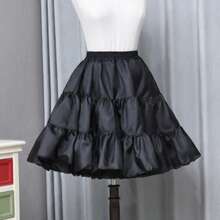 2-Layer Fluffy Tulle Petticoat, Creates Dramatic Volume, Elastic Waistband - Black - View 9