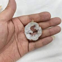 30-40mm Natural Agate Crystal Tooth Semi-Precious Stone Asymmetrical Pendant Necklace - Irregular Geode Pendant - View 11