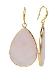 Natural Rose Quartz Pendant Earrings, Sweet & Cute Style Earrings For Women, Suitable For Summer Parties, Celebrations And Holidays, Valentine's Day Gift, Healing Crystal - Rose Quartz - View 5