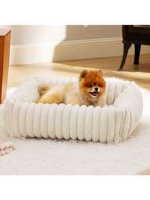 Cute Dog Bed - Washable Soft Pet Bed Rectangular Shaped Plush Soft Dog Bed With Removable Zipper Cover - Multicolor - View 8