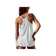 Womens Tennis Dress Workout Mini Dress With Shorts Sleeveless Spaghetti Straps Golf Athletic Dresses Mini Romper Dress Casual Workout Outfits Dresses For Women - 白色 - 查看 3