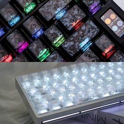 Keycaps Compatible For G87 Mechanical Keyboard - Forged Carbon Texture Magnetic Switch Keycaps, Frosted Transparent Light-Permeable Suitable For G87 PCB, PC Computer, Original Height