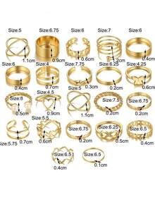 Bộ 22 chiếc nhẫn xếp chồng phong cách Bohemian, gồm các nhẫn hình trái tim, ngọc trai, bướm và biểu tượng vô cực. - Bạc - Xem 4