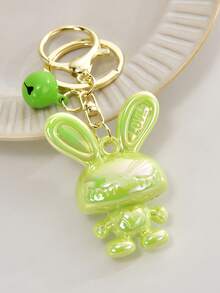 Lindo llavero de conejo de orejas largas de dibujos animados y colorido, colgante de figurita brillante, accesorio de campana femenina, dije para bolso, anillo creativo para llaves de coche, pequeño regalo - Multicolor - Ver 17