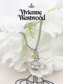 Vivienne Westwood Bộ sưu tập Mini Bas Relief, Dây chuyền Saturn cổ điển, mạ bạc, chất liệu đồng thau. - Bạc - Xem 5