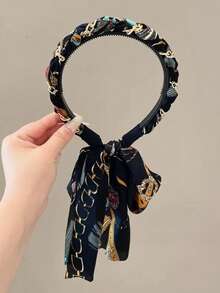 1pc Retro Pattern Long Ribbon Headband, Suitable For Women's Daily Wear, Tidy Messy Hair, Showcase Personal Style, Suitable For Braiding, Washing Face, Dating, Travel, Matching Outfits, Photography, Spring/Summer Hair Accessory, Mother's Day Gift Hairband - Multicolor - View 13