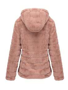 Risissida Women Hooded Faux Fur Jacket - The Perfect Choice For Autumn/Winter - Pink - View 4