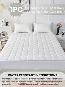 1 pieza Sábana ajustable acolchada impermeable y cómoda, ropa de cama, sábana ajustable, cubierta de colchón, suave y acogedora, protector de colchón hipoalergénico, adecuado para camas Queen, King, Twin, colchoneta y cubierta de colchón suave, a prueba de polvo, lavable a máquina - Blanco - Ver 3