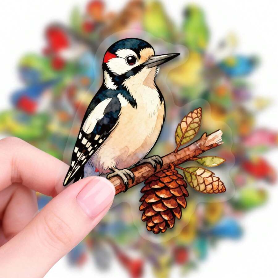 56 Stück Specht Aquarell Vinyl Aufkleber Wasserfest Aufkleber für Wasserflasche Laptop Scrapbooking Journaling Umschläge Naturliebhaber Erwachsene Jugendliche Outdoor-Enthusiasten Basteln Party Geschenke Sammelalbum Zubehör - 1 Set - Übersicht 1