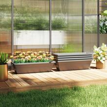 Set Of 5 Stackable Plastic Flower Pots, 59 X 21 X 16 Cm, Weather-Resistant, Suitable For Indoor And Outdoor Use, Grey - B - 查看 3