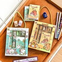 6 Stücke/Set süßes Cartoon Schreibwaren Set, inklusive Bleistift, Lineal, Radiergummi, Anspitzer und Notizbuch. Interessantes Design, geeignet als Belohnung im Klassenzimmer, Lernmaterial. Hochwertige, exquisite Materialien, langanhaltend und sammelbar. Tolles Geschenk für Partys, Abschluss, Feiertage, Geburtstage. - Verschiedenfarbig - Übersicht 6