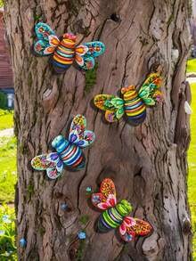 1 pièce/4 pièces Décoration murale en métal vibrante en forme d'abeille, fournitures de jardin, résistante à l'eau et à la rouille, décoration pour la maison et le jardin, convient pour l'intérieur/extérieur, le jardin, la cour, la clôture, le mur, les fêtes, les décorations de fête, cadeau pour la fête des mères - A - Voir 8