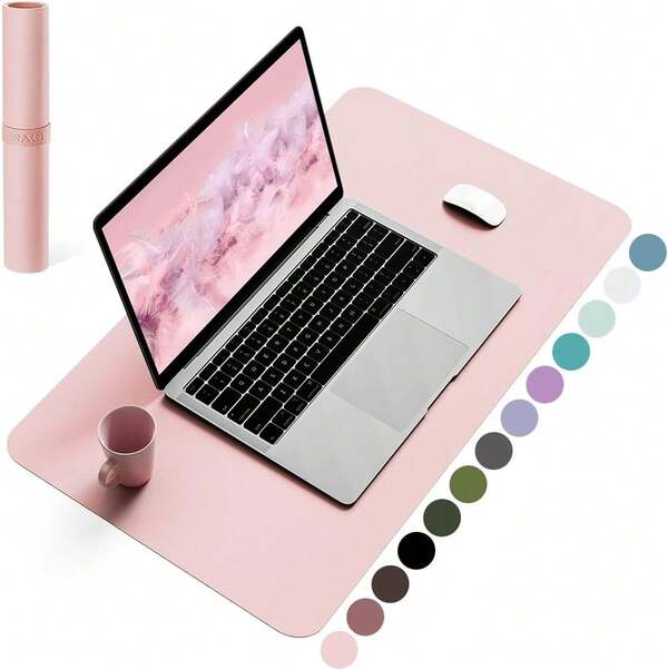 Alfombrilla de escritorio de cuero antideslizante YSAGi, alfombrilla de escritorio impermeable para computadora portátil y teclado, protector de mesa, gran alfombrilla de ratón para oficina/trabajo/hogar/decoración (rosa, 60 cm x 35 cm)