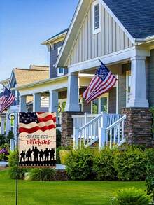 1pc, Vibrant Patriotic Veterans American Garden Flag - Double Sided, Durable Polyester, Weather-Resistant, Easy To Install - Home, Yard, And Outdoor Decoration - A - Xem 2