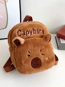 1 pieza Mochila linda y suave de peluche de capibara. Bolso cruzado ligero y de moda. Bolso de hombro portátil y con personalidad. - Marrón - Ver 8