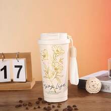 1pc 17.6oz (500ml) Coffee Travel Mug With Straw And Dual-Purpose Flip Lid, Double-Wall Vacuum Insulated Coffee Cup, Leak-Proof Thermal Tumbler, 316 Stainless Steel & Ceramic Lining, Non-Slip Handle, Heat-Resistant, Unisex, Suitable For Office, Home, School, Driving, Camping And More - Multicolor - View 15