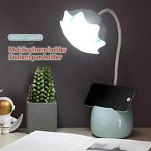 3-In-1 Multifunctional LED Circular Flower Lamp, With Eye-Caring White Light, Suitable For Bedroom, Dorm, Desk, Pen Holder, Phone Stand, Reading Light, Bedside Lamp - Flowers - View 5