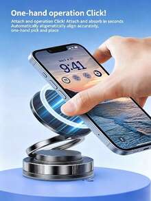 360° Rotatable Foldable Magnetic Car Phone Holder With Strong Suction Cup, N52 Magnet, One-Handed Operation On Dashboard/Windshield, Suitable For All Smartphones, Hands-Free GPS Navigation - 360° Rotation - View 8