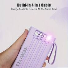 10000mAh Super Large Capacity 5V1A Portable Power Bank, High Appearance Business Minimalist Style Charger, Build With 4 Cables, 4 Modes Ultra-Bright Camping Lights, Travle Must Have, For 6 7 8 X XR 11 12 13 14 15 16 Pro Max For ,Android Phone, Gifts For Family, Friends, Kids,Birthday,Christmas, Winter, Suitable For Outdoor Play, Shopping, Traveling, Portable Power SupplySuper Fast Charging,LED Power Display, Portable Charger For Android Devices With USB And Type-C Ports, Stable Polymer Lithium Battery. - White-1A - 查看 4