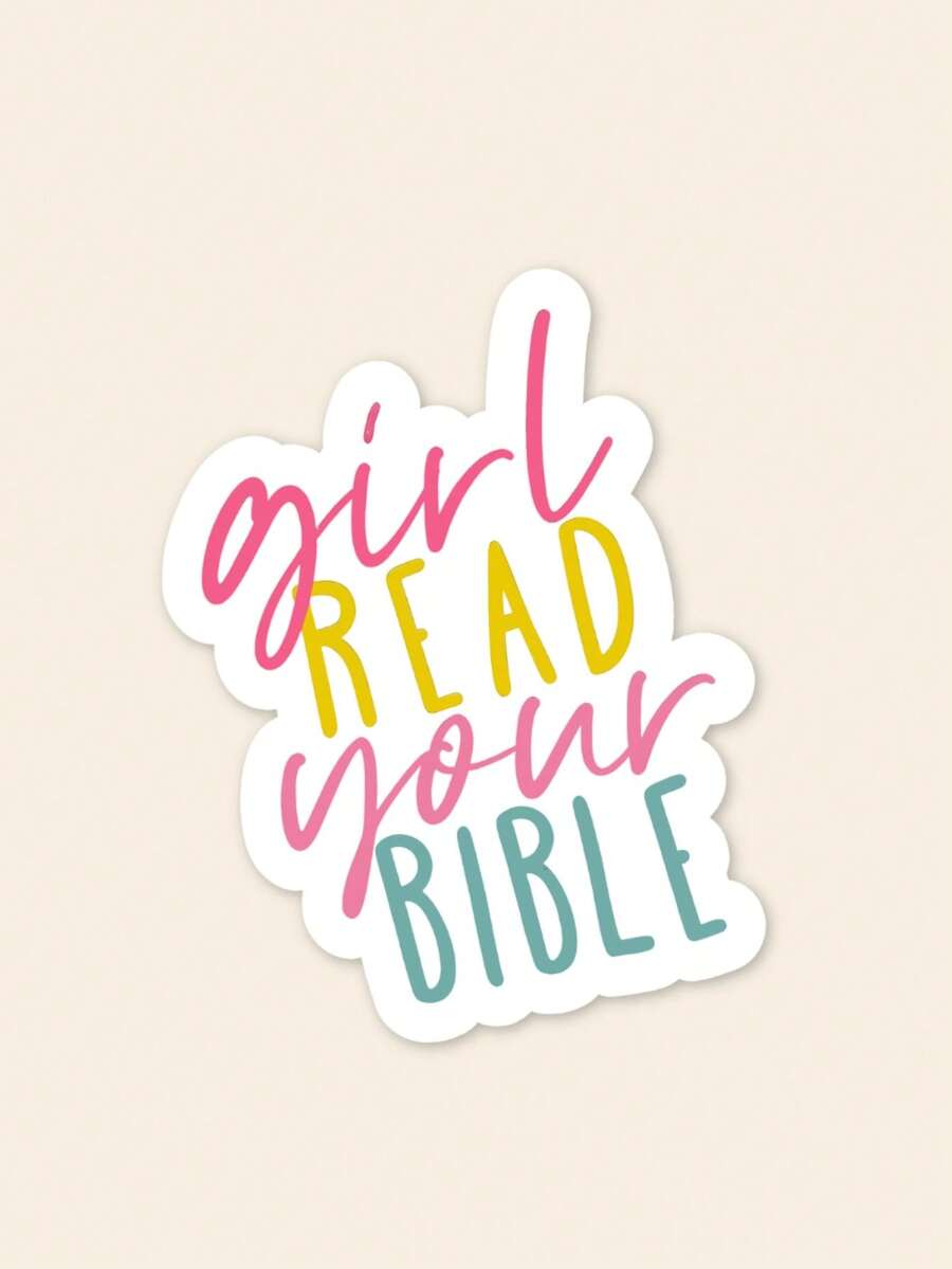 Pegatina "Niña, tu Biblia" con estética, calcomanía de fe cristiana linda para laptop y Kindle, tipografía motivacional colorida, regalo religioso para mujeres y adolescentes - Multicolor - Ver 1